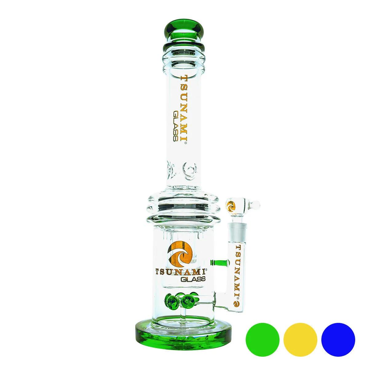 Bong à percolateur double nid d'abeille Button 16'' (Tsunami Glass)