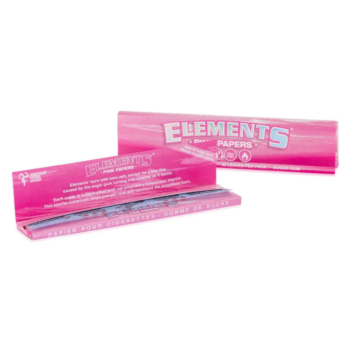 Feuilles à rouler Elements King Size Slim Pink