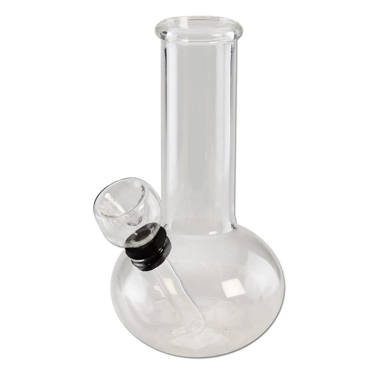Mini bong en verre transparent Black Leaf