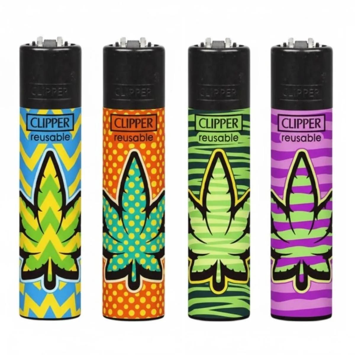 Briquet Clipper Feuilles Colorées