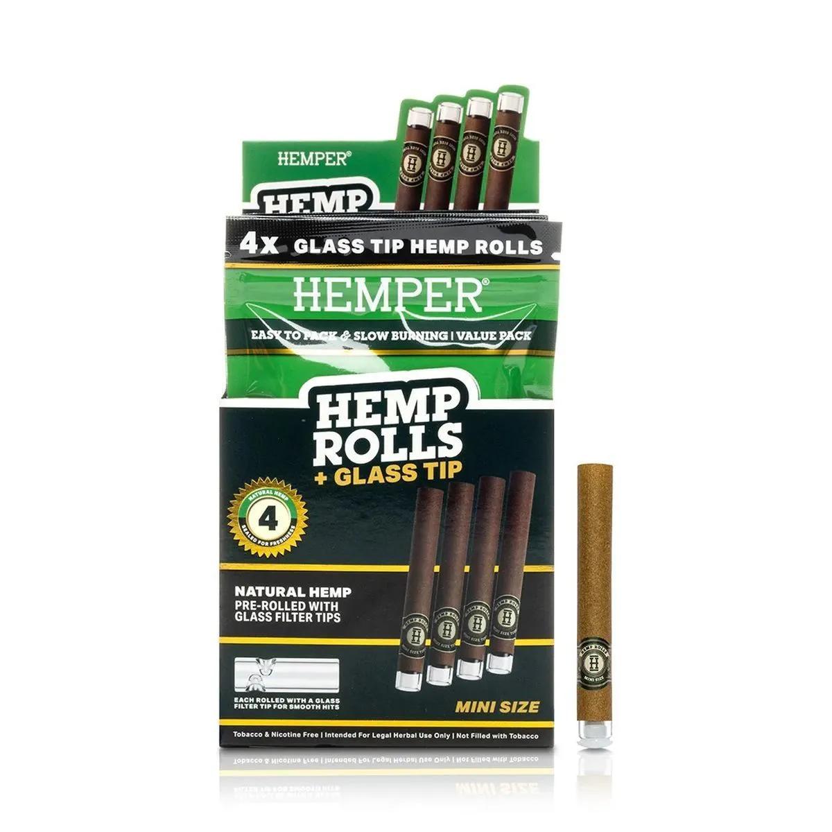 Hemper Mini Rolls + Glass Tip 4PK