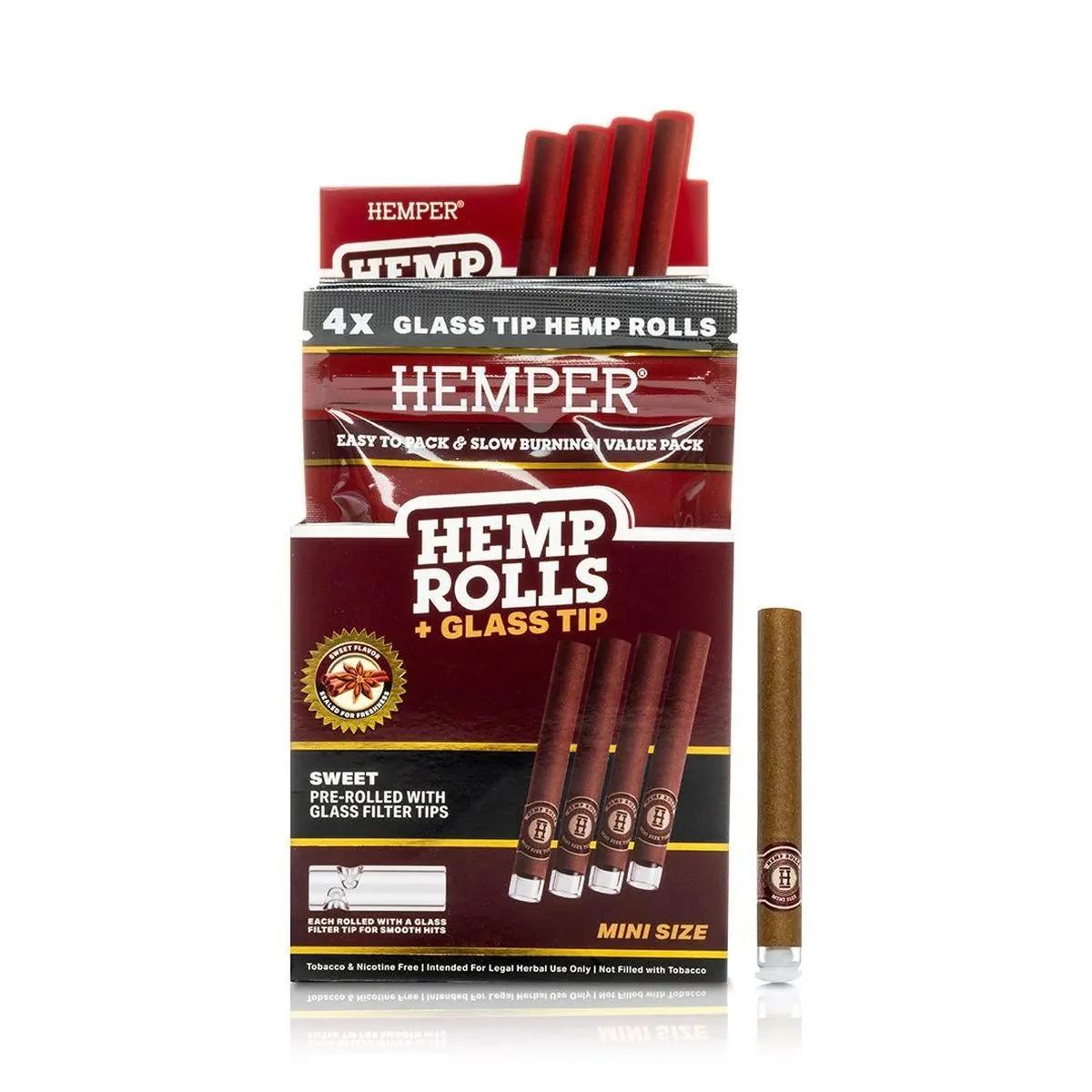 Hemper Mini Rolls + Glass Tip 4PK