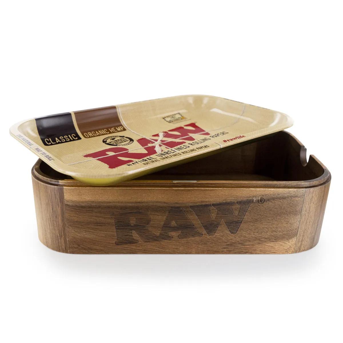 Boîte de rangement en bois RAW avec couvercle plateau