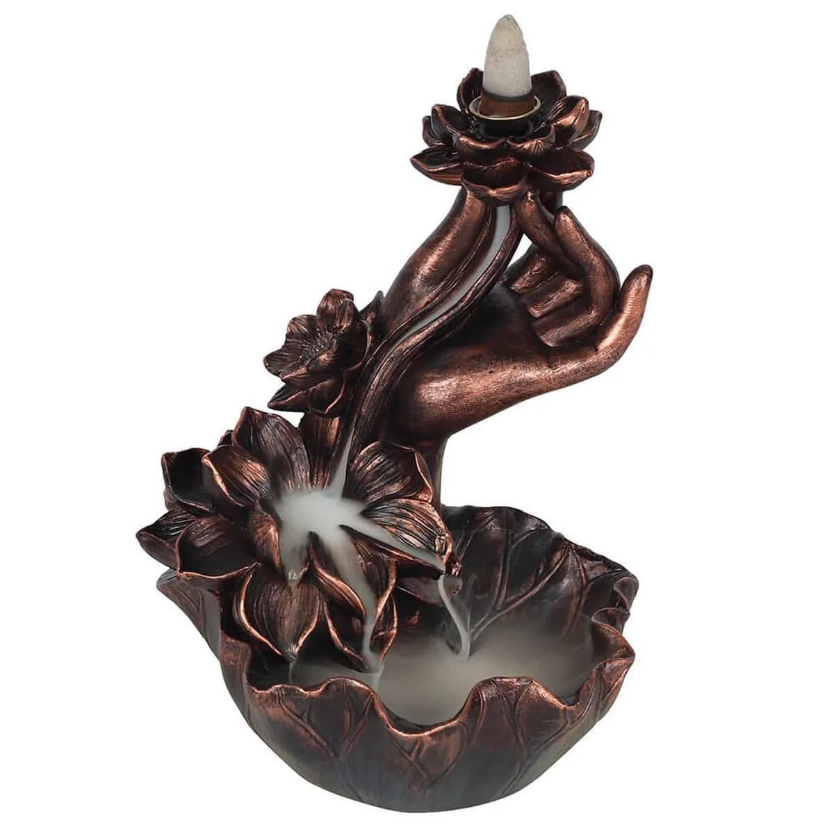 Porte-encens à reflux Main en bronze