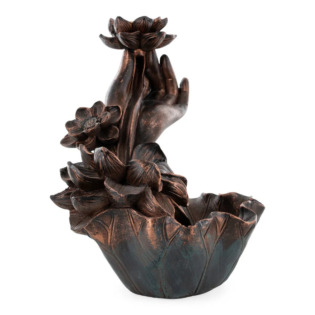 Porte-encens à reflux Main en bronze