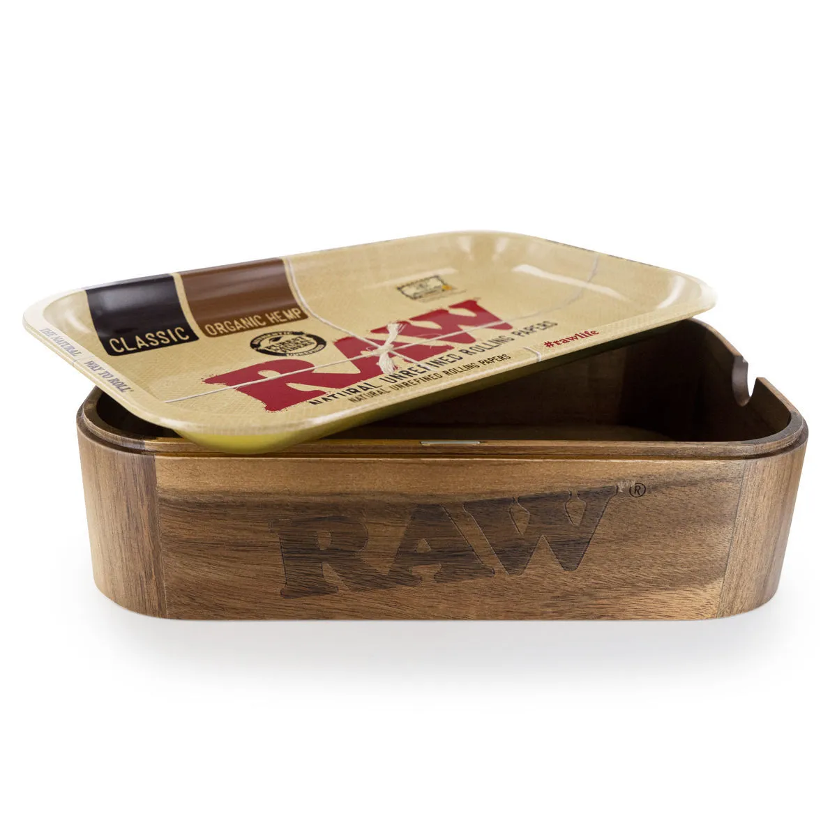 Boîte de rangement en bois RAW avec couvercle plateau